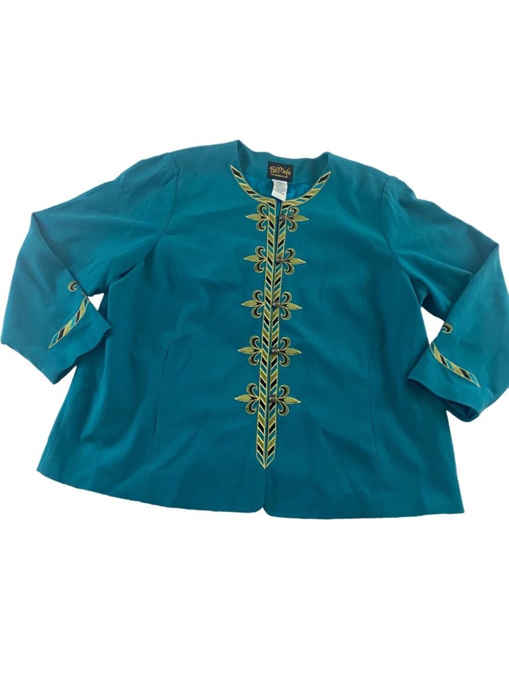 Bob Mackie Women's Wearble Art Turquoise Embroidered Evening Jacket - 2XL